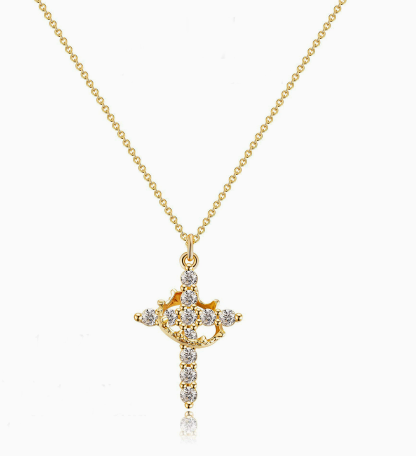 Crown Cross Y-Chain Necklace