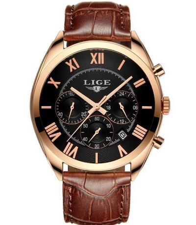 Luxury Men's Waterproof Quartz Chronograph Leather Watch