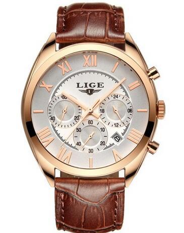 Luxury Men's Waterproof Quartz Chronograph Leather Watch